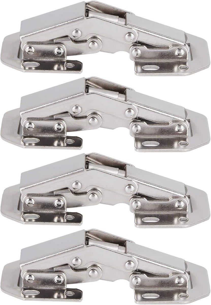 SnelShoppen - Set van 4 meubel scharnieren in brugvorm voor kastdeuren, duurzame staal, soepel sluitend, perfect voor keuken- en meubelaccessoires
