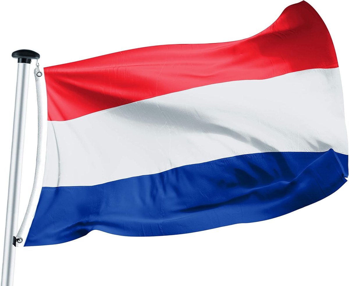 SnelShoppen - Nederlandse vlag 100 x 150 cm met oogjes – hoogwaardig scheepsvlag materiaal, 160 g/m² – zeer lange levensduur, robuust en weerbestendig