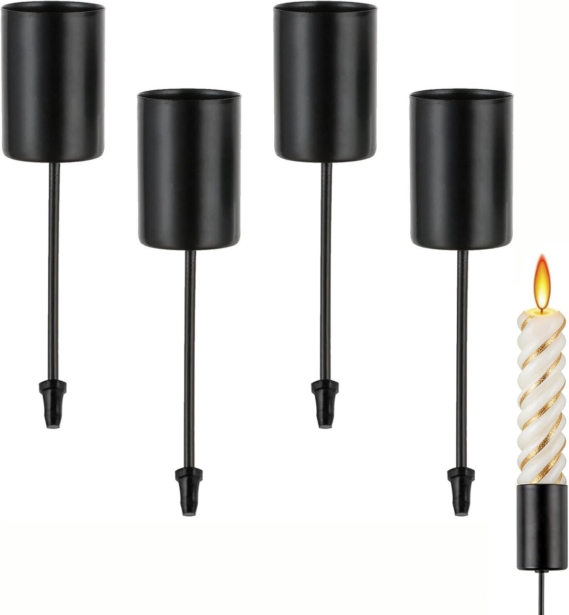 SnelShoppen - Adventskrans Kaarsenhouder Set Zwart Metaal DIY Decoratie voor Kerstmis Keuken en Huis