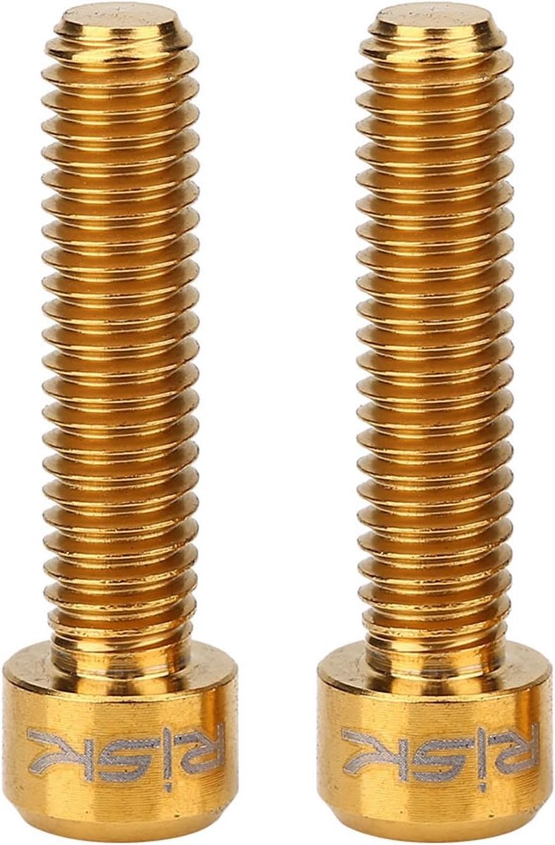 SnelShoppen - Disc Brake Bouten Fiets, Titanium Legering, M6 x 25mm, Remklauw Bevestiging, Fiets Onderhoud, 2 Stuks (Goud)