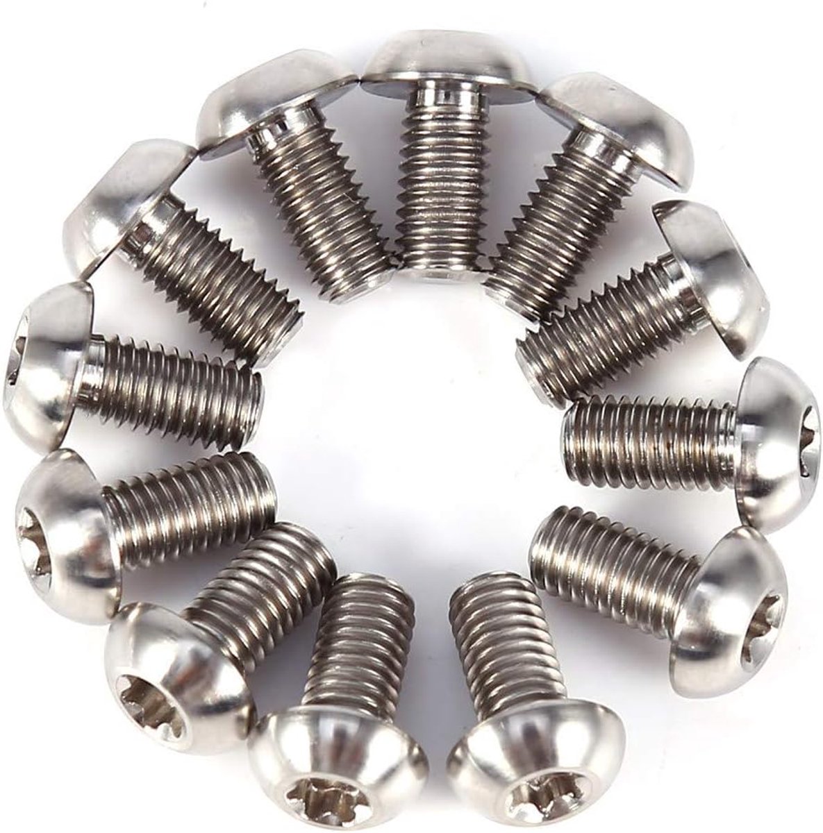 SnelShoppen - 12 Stuks Schijfrem Rotor Bouten, Aluminium Torx Hoofd Rembouten Voor Fietsen M5x10 Silver, Duurzaam, Lichtgewicht, Corrosiebestendig
