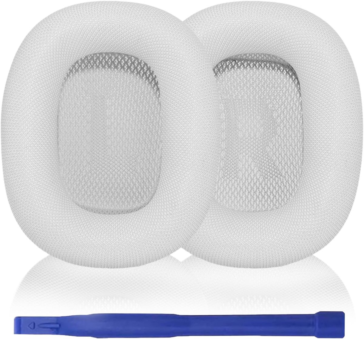 SnelShoppen - Earpads voor AirPods Max, rolstof, zilver wit, comfortabele vervangingen, 1 stuk, ideaal voor muziek en gaming