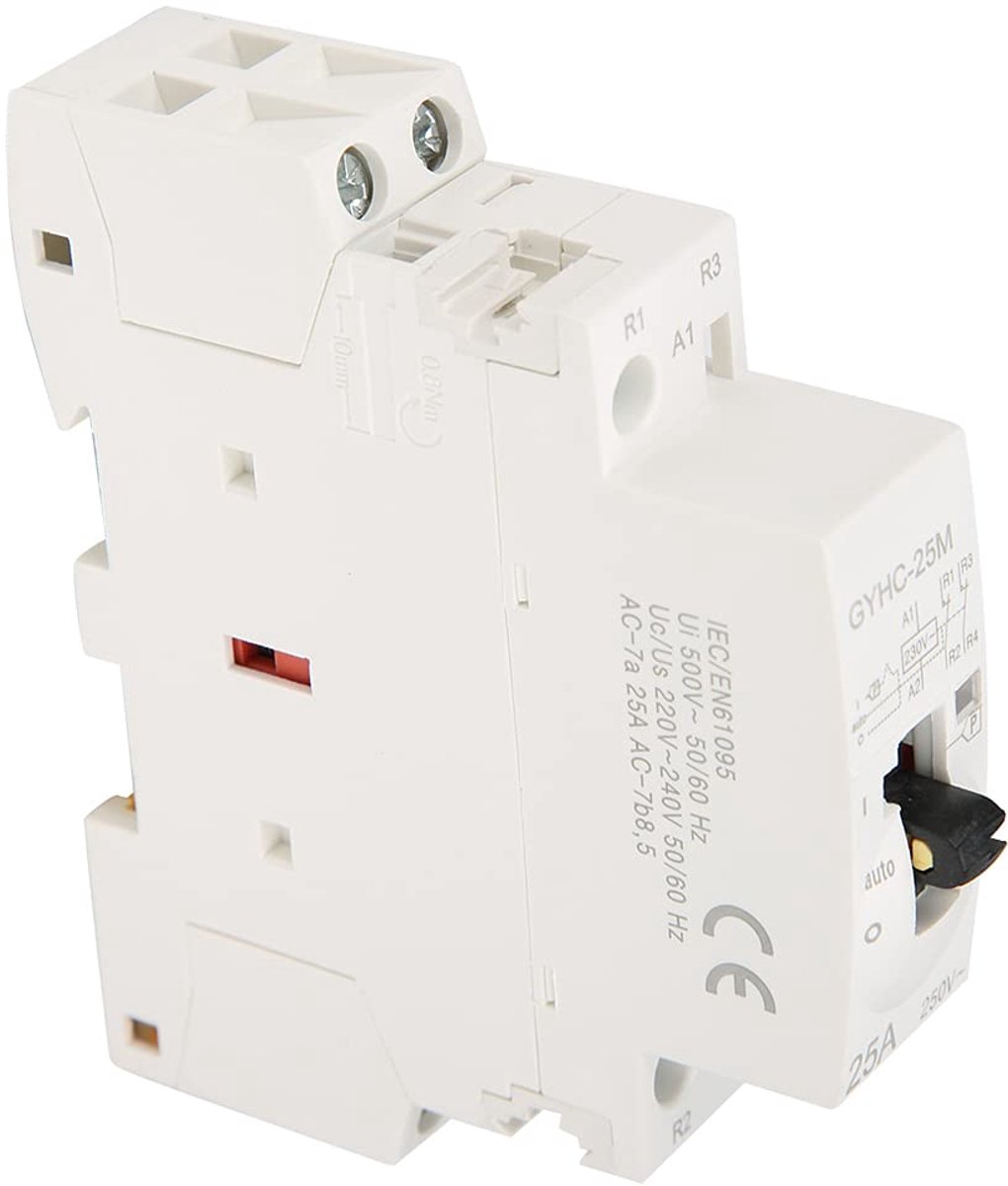 SnelShoppen - Contacteur Jour Nuit 2P 25A 220V 50Hz Din Rail Huishoudelijke AC Schakelaar met Handmatige Controle Schakelaar voor Verwarming en Koelin