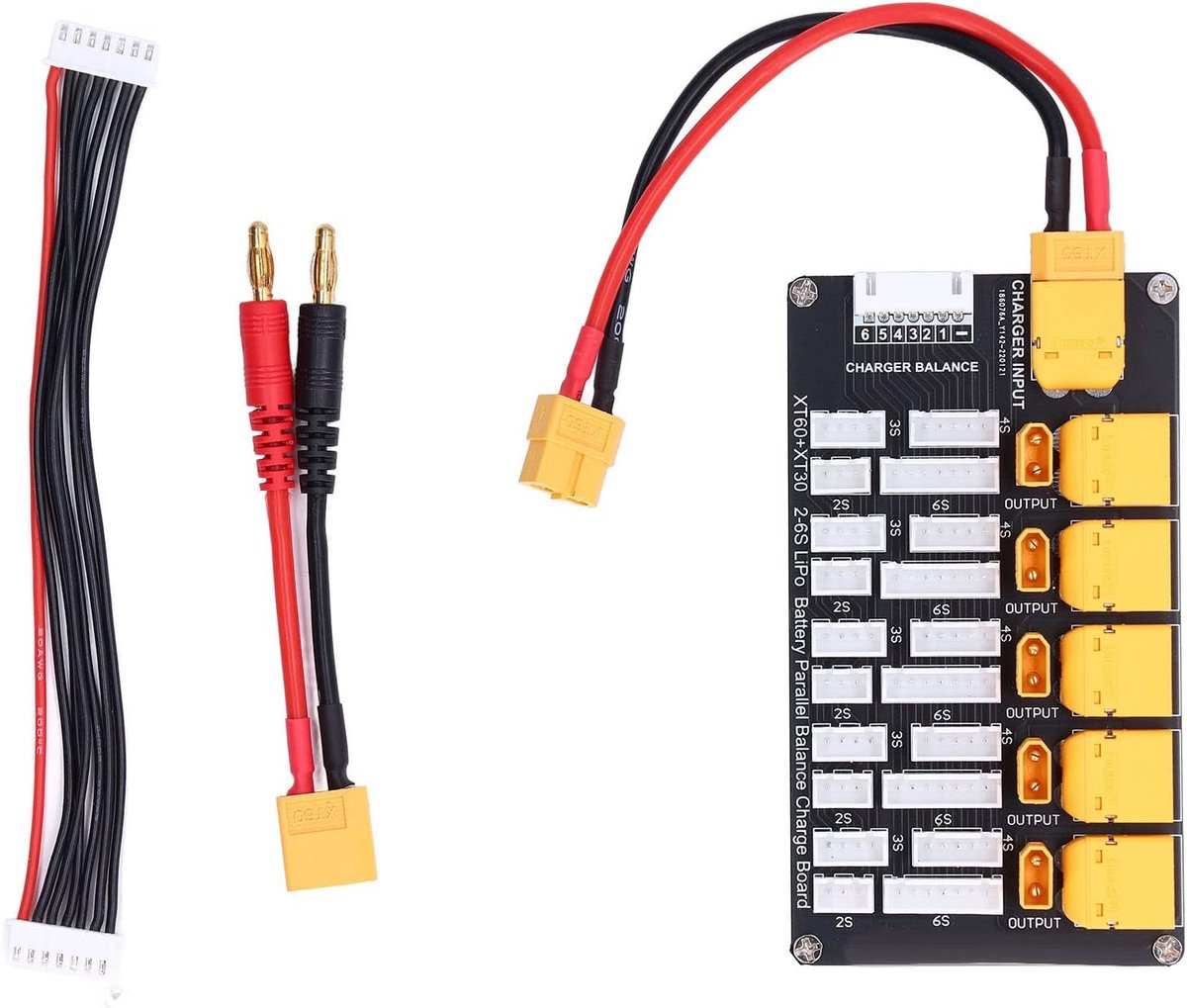 SnelShoppen - Lithium Batterij Oplaadkaart Parallel XT30 XT60 Plug voor 2S‑6S Lithium Batterijen, B6 Lader, Garage en Opslag