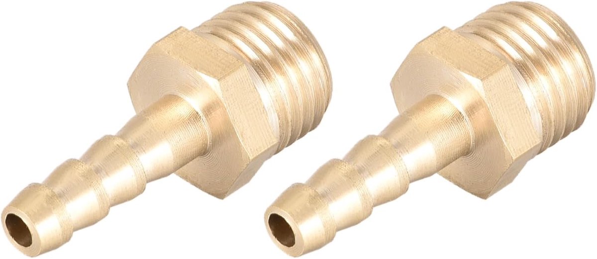 SnelShoppen - 2x Messing Slangkoppelingen M14-1.5 Mannelijk x 6mm Stekker - Voor Brandstof, Lucht, Water, Olie, Gas - Duurzaam en Veelzijdig