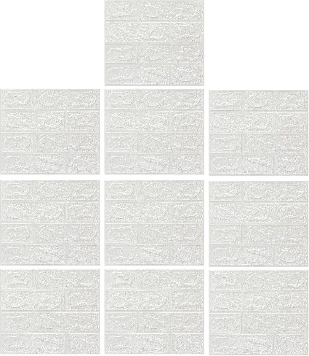 30 * 35cm Peel and Stick 3D Wall Plate Self Adhesive Foam Wallpaper Wall Sticker for Home Decor, White - ShopVlot