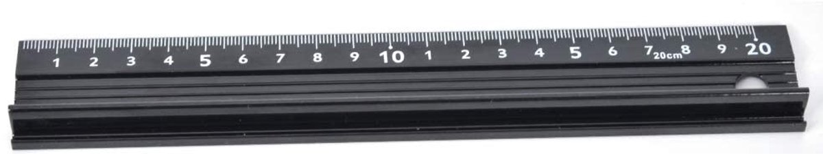 SnelShoppen - Snijliniaal 20 cm Metaal Handgereedschap met Rubberstrip voor Lengte Meting, Recht Snijden, Thuisgebruik, DIY Projecten (L Type 20cm)