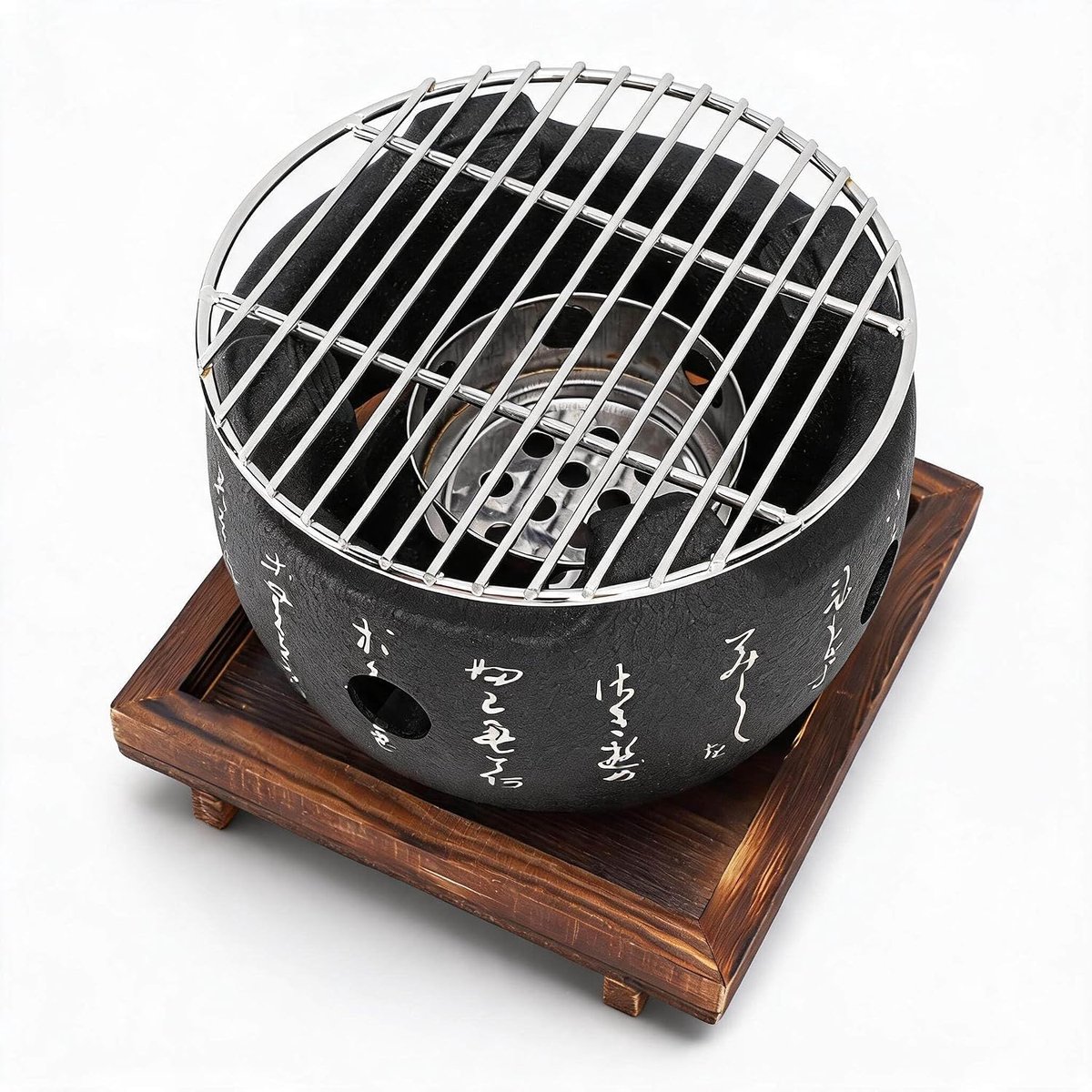 SnelShoppen - Japanse Stijl Grill met Draagbaar Rond Ontwerp, BBQ Grill Voedsel-Houtskool Fornuis voor Huishoudelijke Barbecue Gereedschappen - 2 Mate