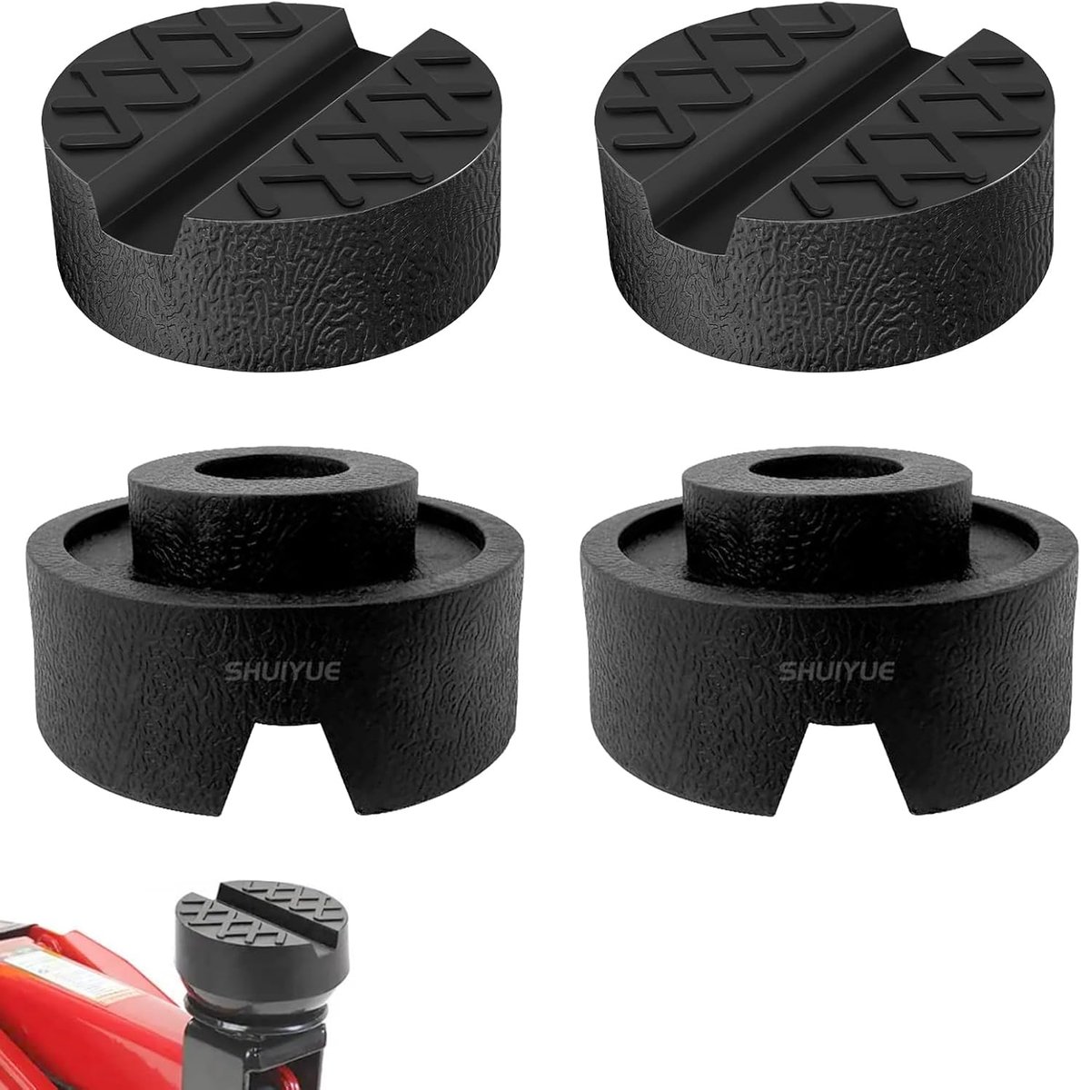 4pcs Universal Rubber Jack Pad, Jack Pad Adapter, Universal Floor Jack Rubber Pad, Rubber Rubber Blocks with Slot - ShopVlot