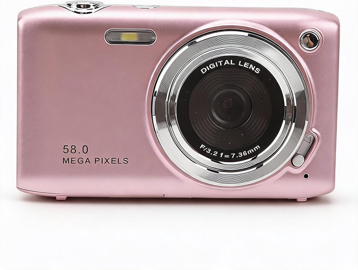 SnelShoppen - Digitale Camera 58MP 4K HD met 16x Zoom, Autofocus, 2.88 Inch Scherm, Timer, Beauty Mode, Geschikt voor Nacht, Sport en Feestjes (Roze)