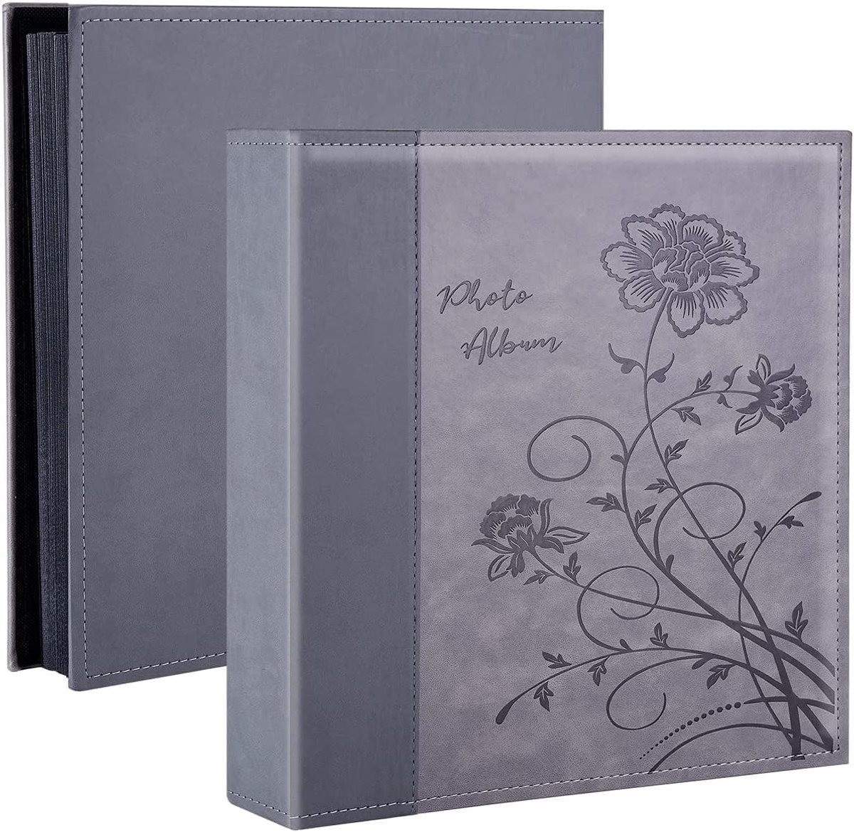 SnelShoppen - Fotoalbum 1000 Foto's 6x4 Inch met Extra Grote Capaciteit, Luxe Leer, Voor Trouwen en Familieherinneringen, Grijs, 10x15 cm