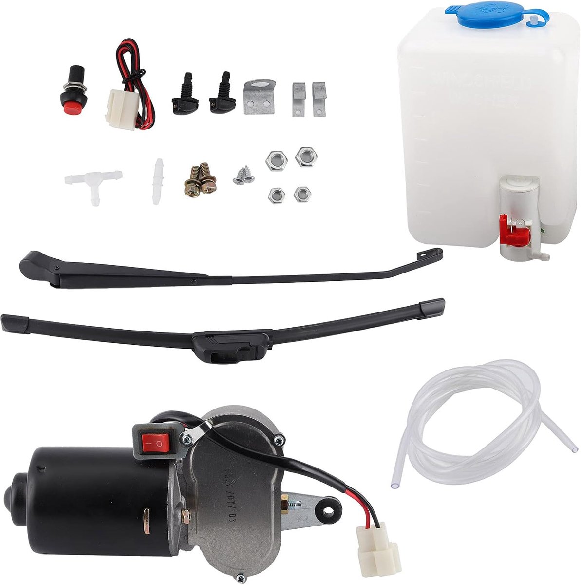 SnelShoppen - Universele UTV Wisser Set - 30W DC 12V Windshield Wiper Motor Kit voor ATV en UTV - Hoogwaardige ABS, Aluminium en Rubber Materialen - V