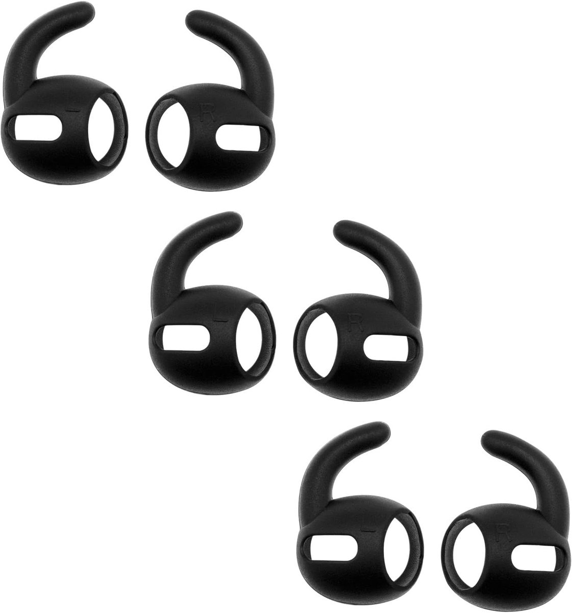 SnelShoppen - 3 Pairs Siliconen Oorkappen Compatibel met AirPods Pro 2019 Hoofdtelefoon Antislip Veilige Houder Beschermhoesjes Zwart voor Sport en Ac