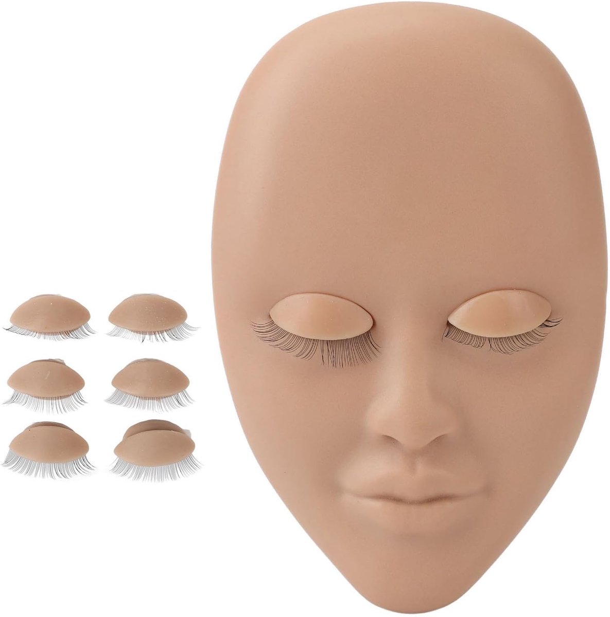 SnelShoppen - Lash Mannequin Hoofd voor Wimperextenties met 3 Verwisselbare Oogleden en Enkele Laag Wimpers voor Opleiding en Schoonheidssalons