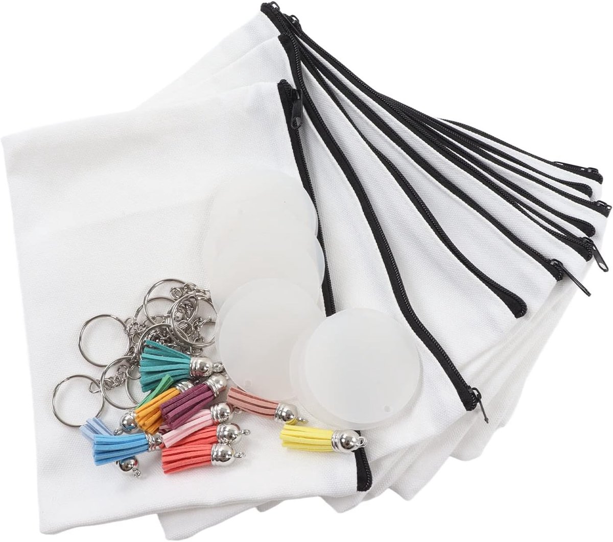 SnelShoppen - Sublimatie Blanks Set, Cosmetica Tas met 40 Stuks Acryl Sleutelhanger Blank, DIY Thermische Overdracht, Duurzaam en Lichtgewicht Canvas