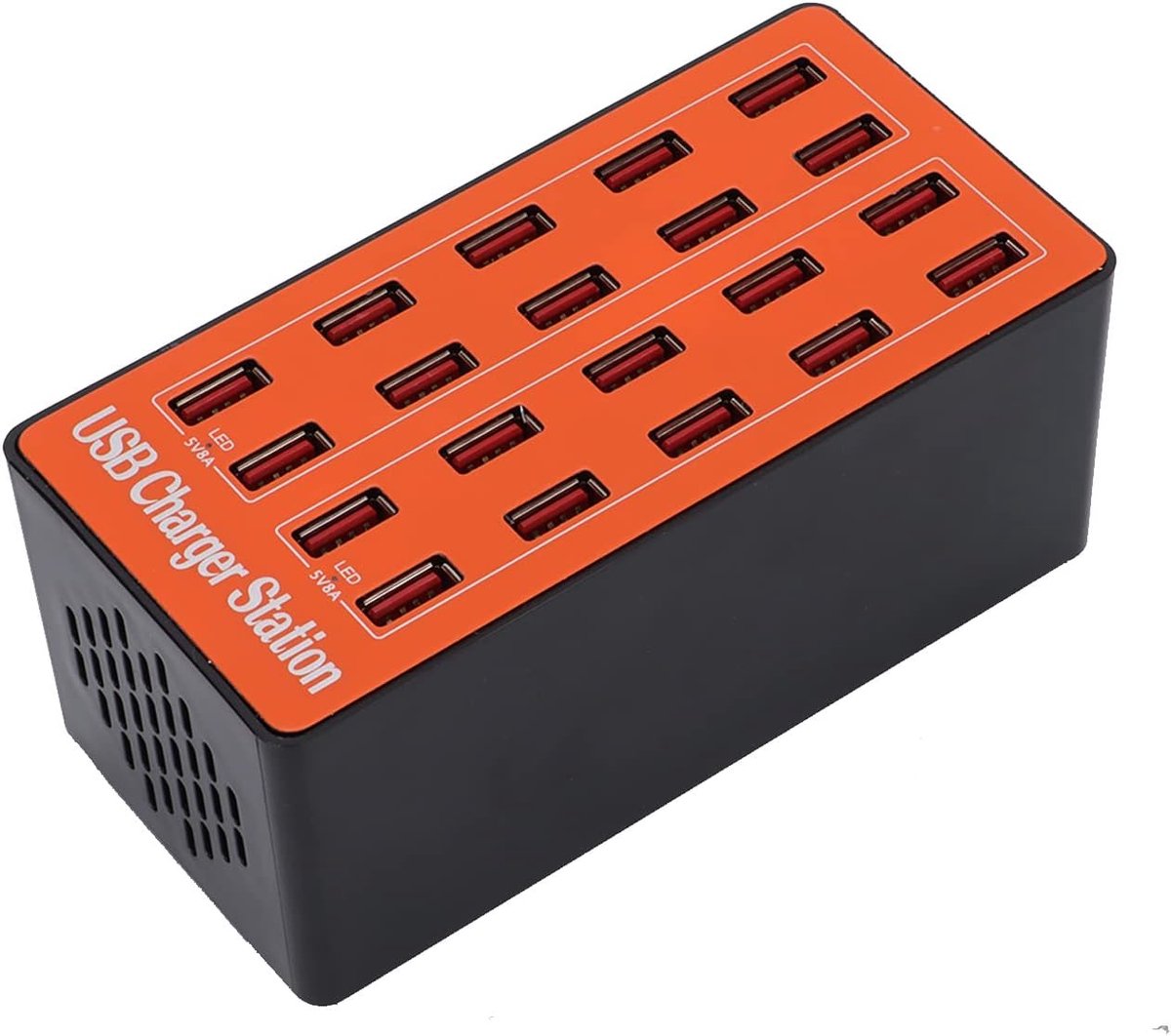 SnelShoppen - 20-poorts USB Oplaadstation Muurstekker Snelle Slimme Lader voor Meerdere Apparaten 100-240V (EU Stekker)