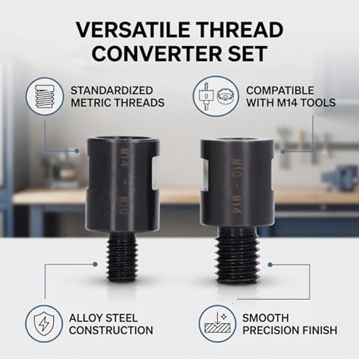 SnelShoppen - Core Drill Adapter Set M10 naar M14, Stalen Converter voor Boor, 2 Stuks, Geschikt voor Diverse Gereedschappen, Precisie Verwerking, Ide