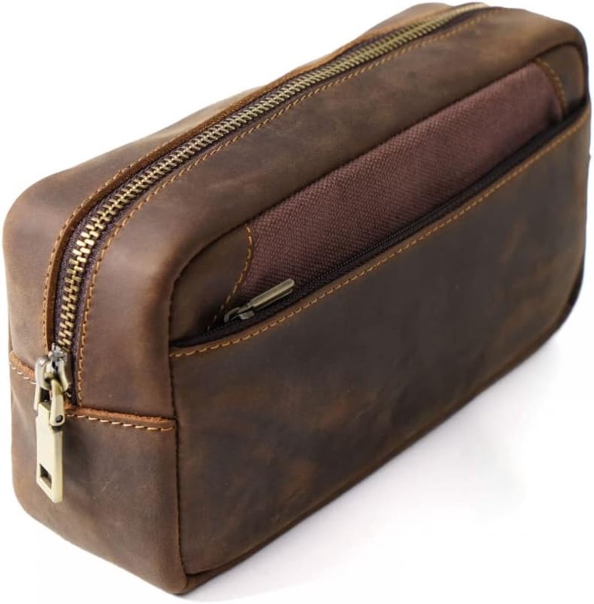 SnelShoppen - Leren Pennenhouder met Rits, Pennenzak voor 80 Pennen, Hoogwaardige Leer, School & Kantoor, Uniek Design, Zwart