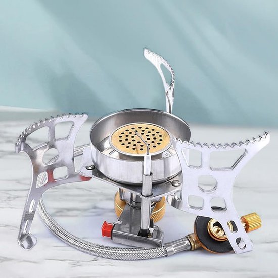 Vouwbaar Gasfornuis - Draagbare Kookbrander - Outdoor Koken - Winddichte Ontwerp - Compact Opvouwbaar - Zilver — afbeelding 3