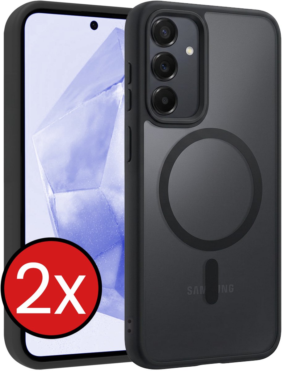 Hoesje - 2 Stuks - Geschikt voor Samsung Galaxy A35 - Magsafe Compatible - Sterk & Shockproof - Shock Proof Case - Back Cover - Telefoon Hoes - Telefoonhoes - Zwart