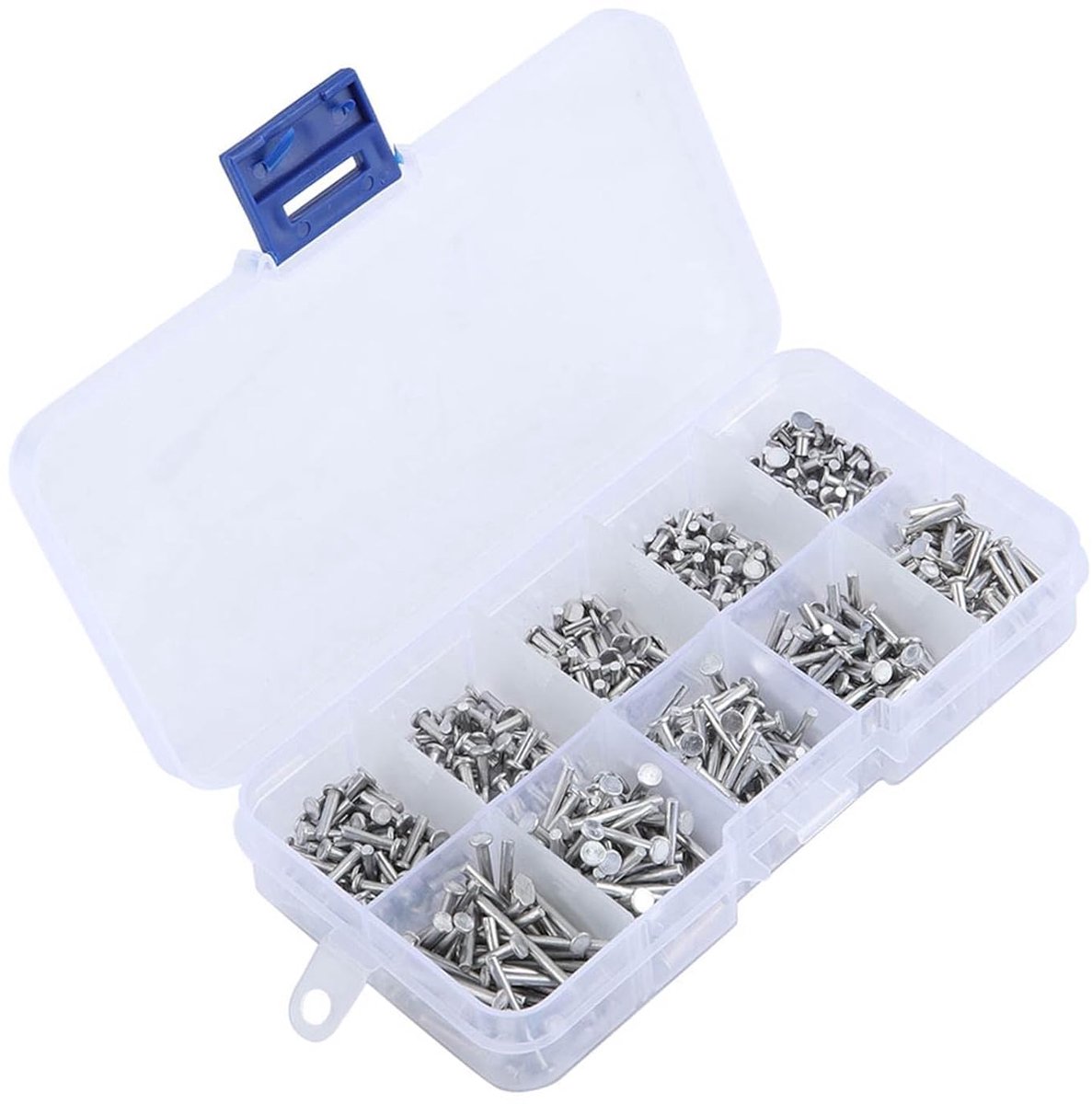 SnelShoppen - 500 Stuks Vaste Ribbels Plat Hoofd Aluminium Vaste Ribbels Multi-Maat M2 Ribbels 3/4/5/6/8/10/12/14/16/18mm voor Industrie en Bouwmateri