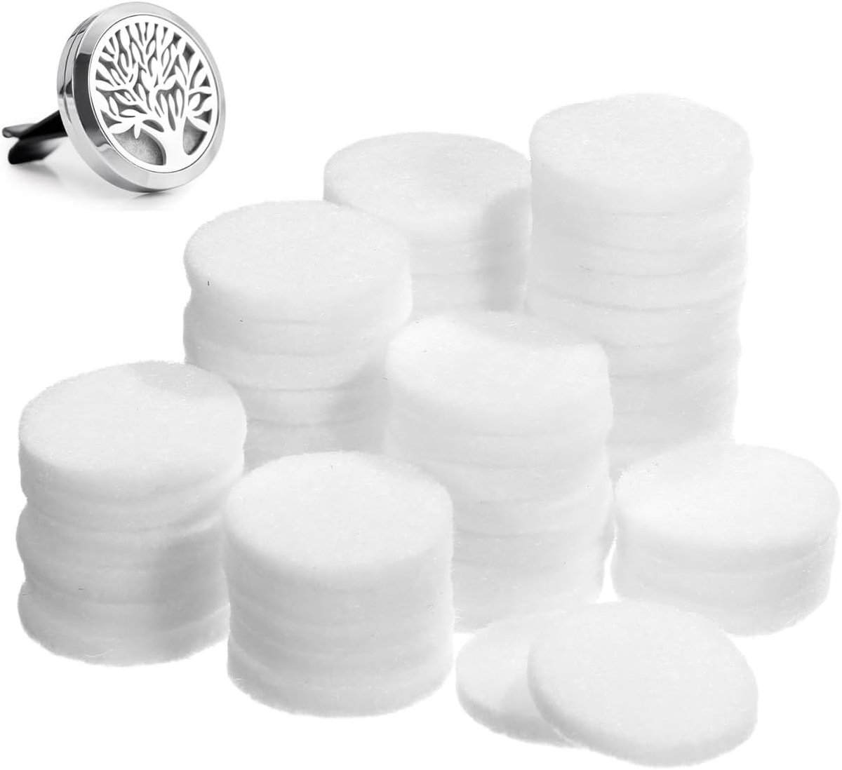 SnelShoppen - 50 Stuks Essentiële Olie Hanger Navullingen Aroma Pads Diffuser Necklace Katoenen Pads Geur Sieraden Accessoires Wit