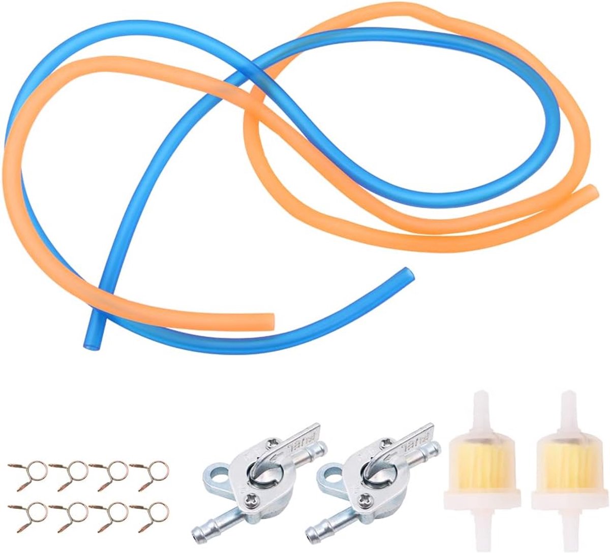 SnelShoppen - Universele 2PCS Brandstoftankklep Brandstoftap Schakelaar Brandstoffilter met Olie Slangklem voor Generator Benzinemotor Brandstoftanks