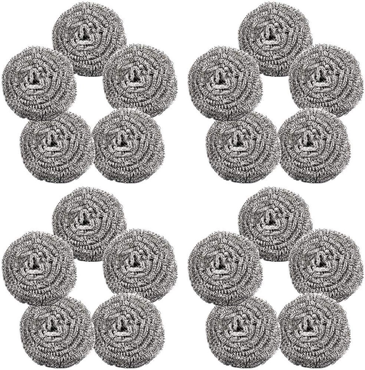 SnelShoppen - 30 Stuks RVS Schrobsponges met Handvat - Duurzaam en Roestvrij - Ideaal voor Vaatwassen en Schoonmaken in Keuken - Spiralen voor Effecti