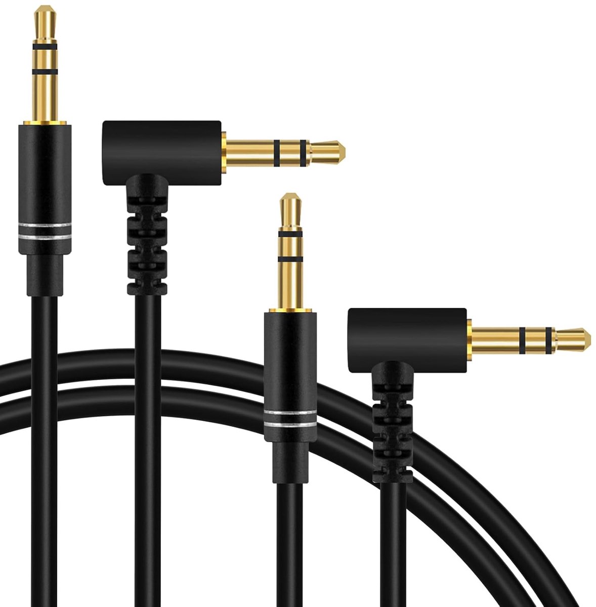 SnelShoppen - 2-Pack Vervangende Audio Kabel 3.5mm TRS Aux Kabel voor Hoofdtelefoons zoals Hesh 3, Hesh 2, Crusher Evo, 5ft/1.5m, Koper, Flexibel, Hoo