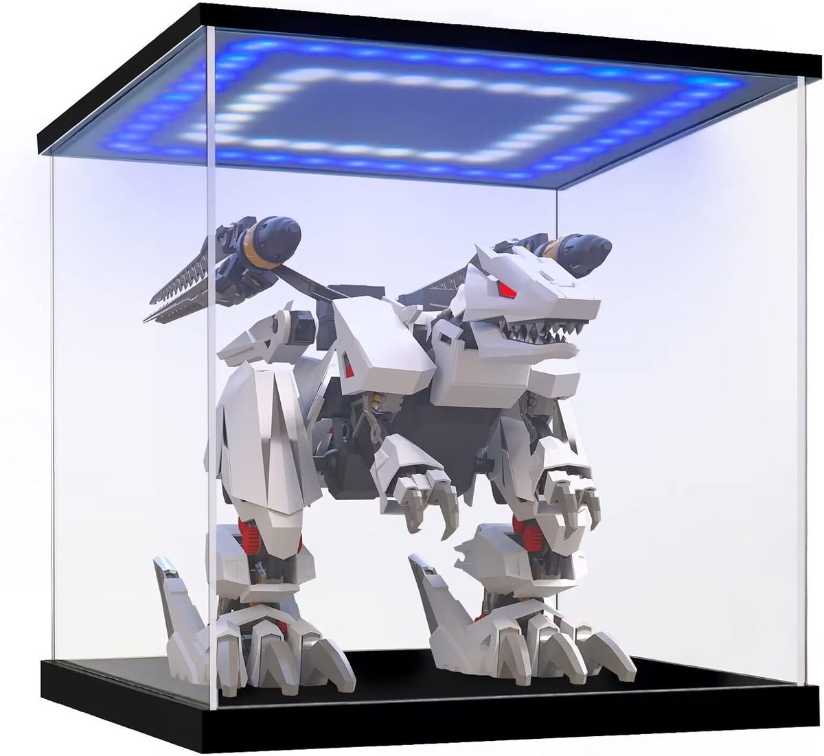 SnelShoppen - Display case voor collectie, acryl box met LED verlichting, transparante vitrine voor figuren en miniatuurauto's, 25x25x25cm
