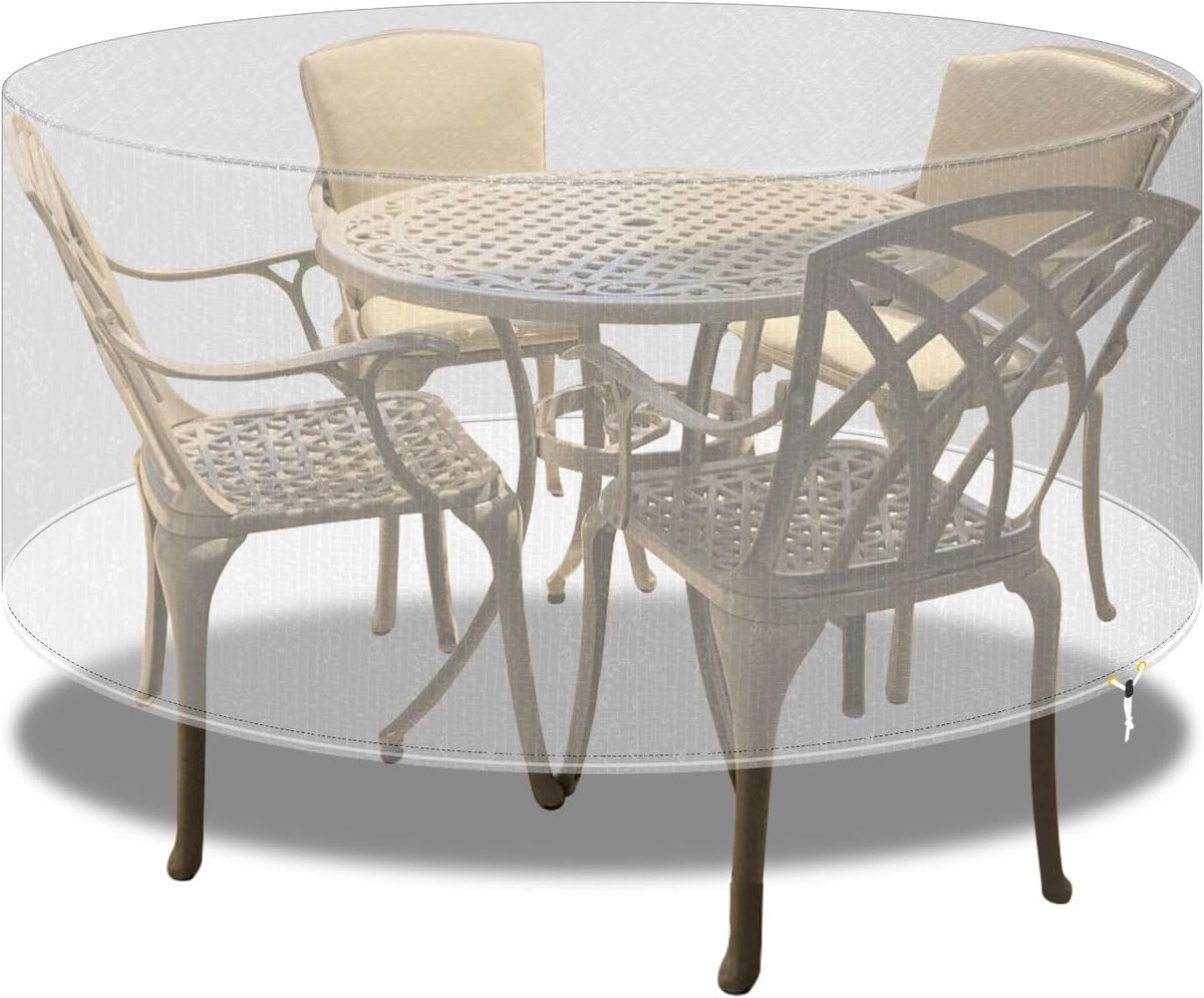 SnelShoppen - Outdoor Tuinmeubelen Covers Rond - Waterdichte Patio Tafel Cover - Extra Groot 300 x 90 cm Transparant voor Tuinset en Rattan Meubilair