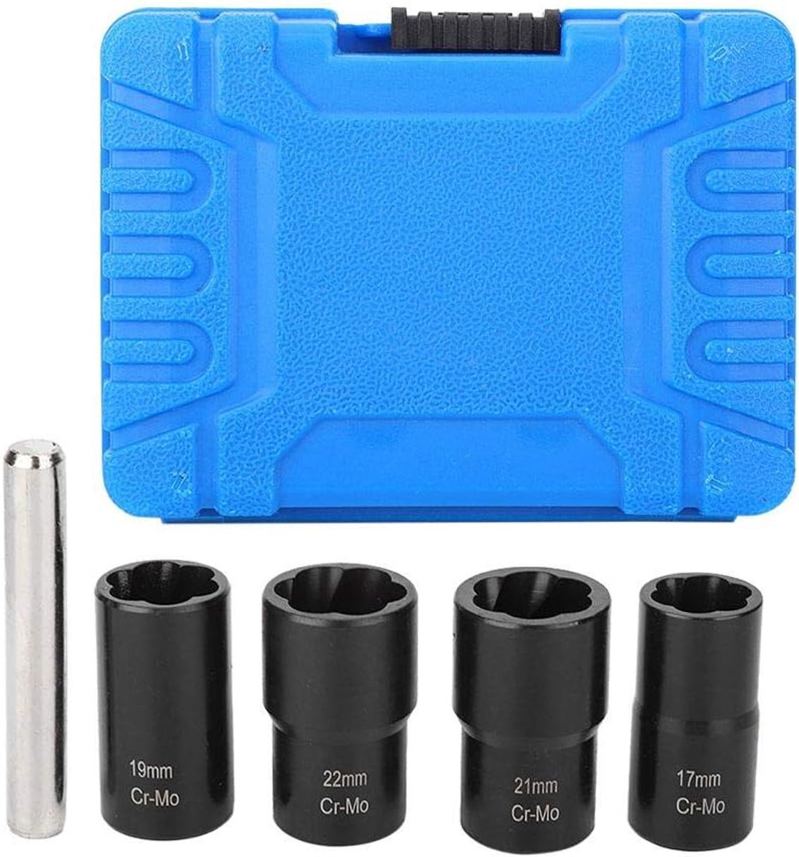 SnelShoppen - Tbest Twsist Socket Set - 5-delige Set voor Locking Wheel Nut Remover - 17mm 19mm 21mm 22mm - Duurzaam Carbon Staal voor het Verwijderen
