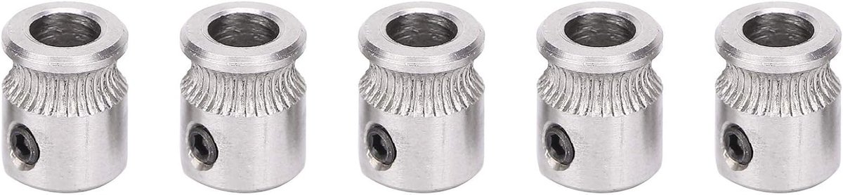 SnelShoppen - 5 Stuks Extruderwiel, CNC Bewerking RVS Extruder Voeder Concaaf Tandwiel 3D Printer Accessoires voor MK8, 1,75mm/3mm Filament