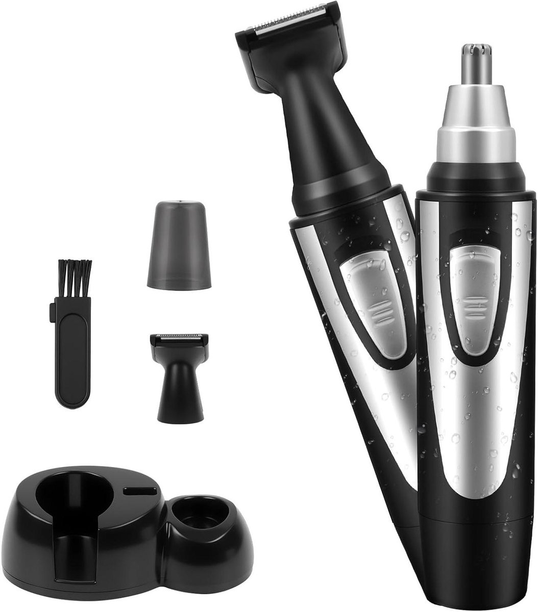 Neus en oor trimmer - Gezichtsverzorging tool - Precisie ontharen - Dubbele roterende messen - 29 x 138 cm - Zwart