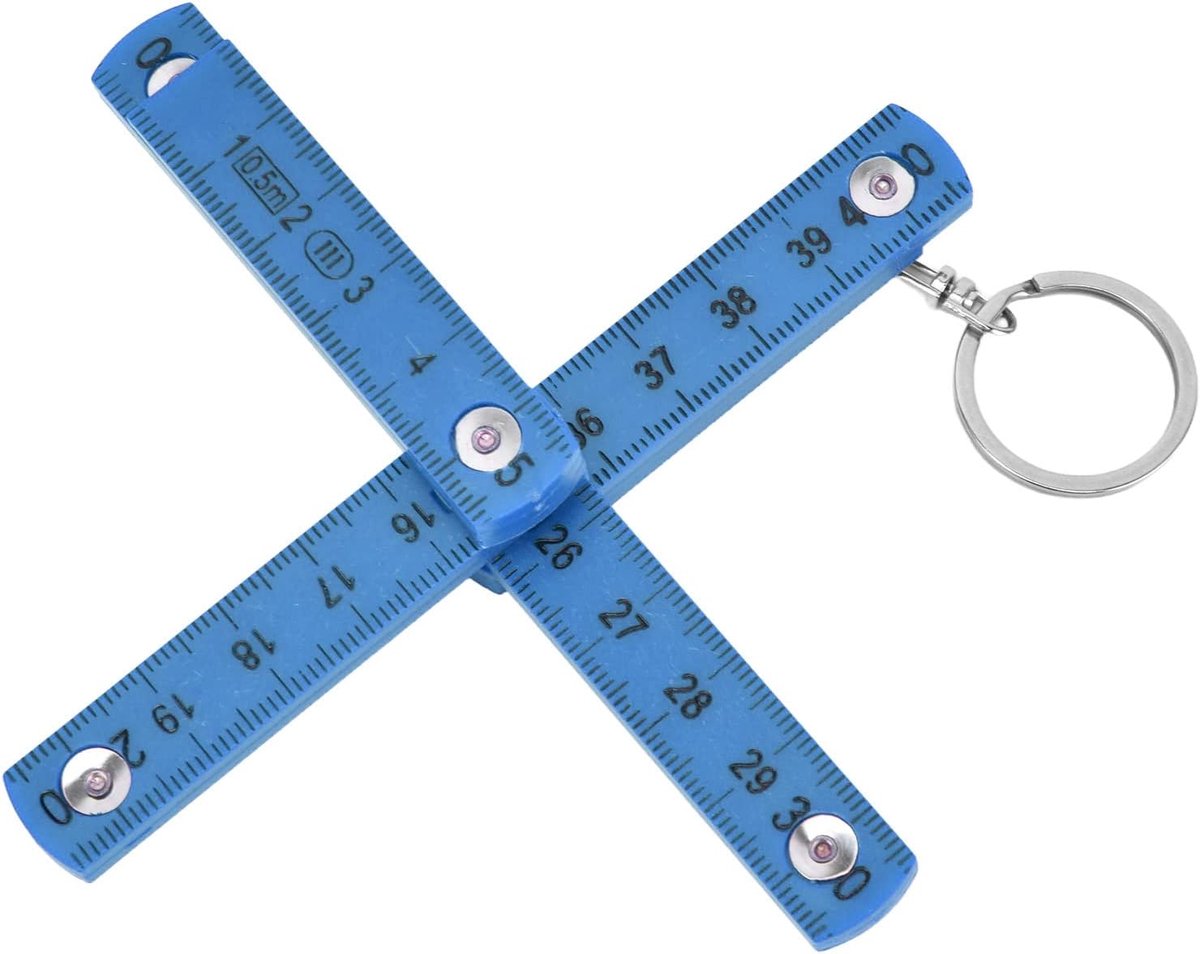 SnelShoppen - 2Pcs Duurzame Vouwmeter 0.5M met Sleutelhanger, Blauw - Handige Opvouwbare Ruler voor Houtbewerking, Tegels Leggen, Compact en Lichtgewi