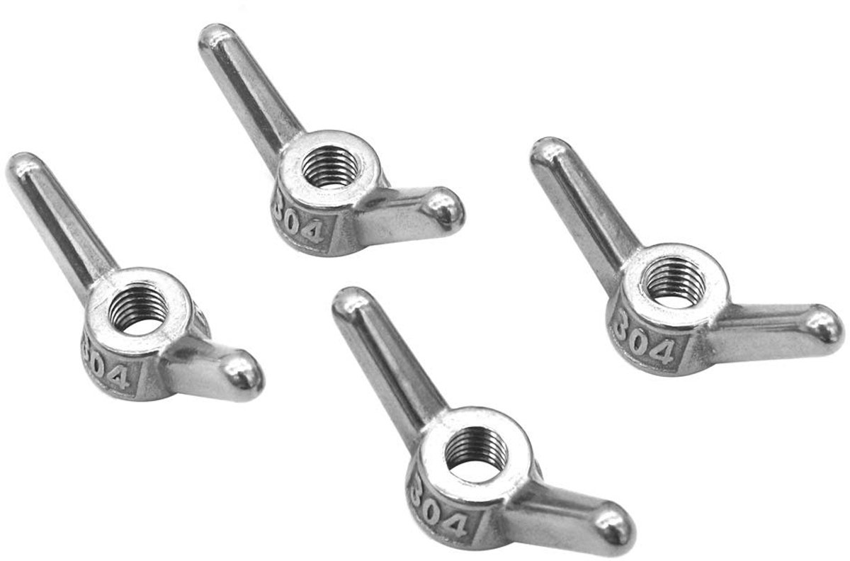 SnelShoppen - 4 Stuks M12 304 RVS Hoekmoeren, Handdraaiknop Vlindermoeren, Schroefketting Accessoires, Duurzaam en Roestvrij, Voor Buiten Gebruik