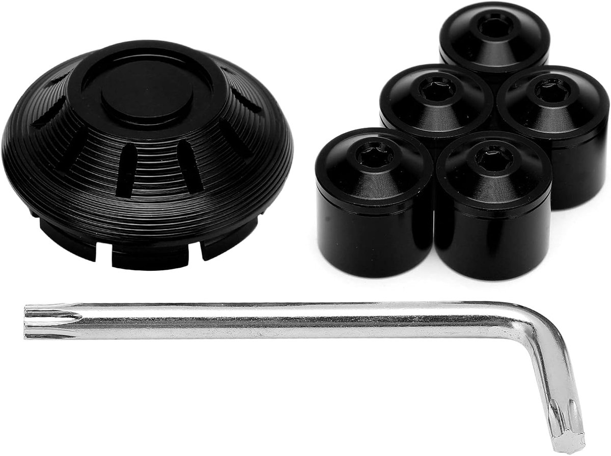 SnelShoppen - 6Stuks Motorfiets Wieldop Set - Vervangingsset Wieldoppen Voor Piaggio Vespa GTS GTV 250 300 2017-2020 - Zwart - Eenvoudige Installatie