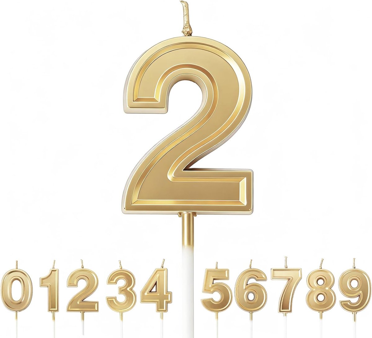 SnelShoppen - Gouden verjaardagscandles met kroon, 3D diamantvorm, feestelijke kaarsen voor taart, rookvrij, milieuvriendelijk, perfect voor verjaarda