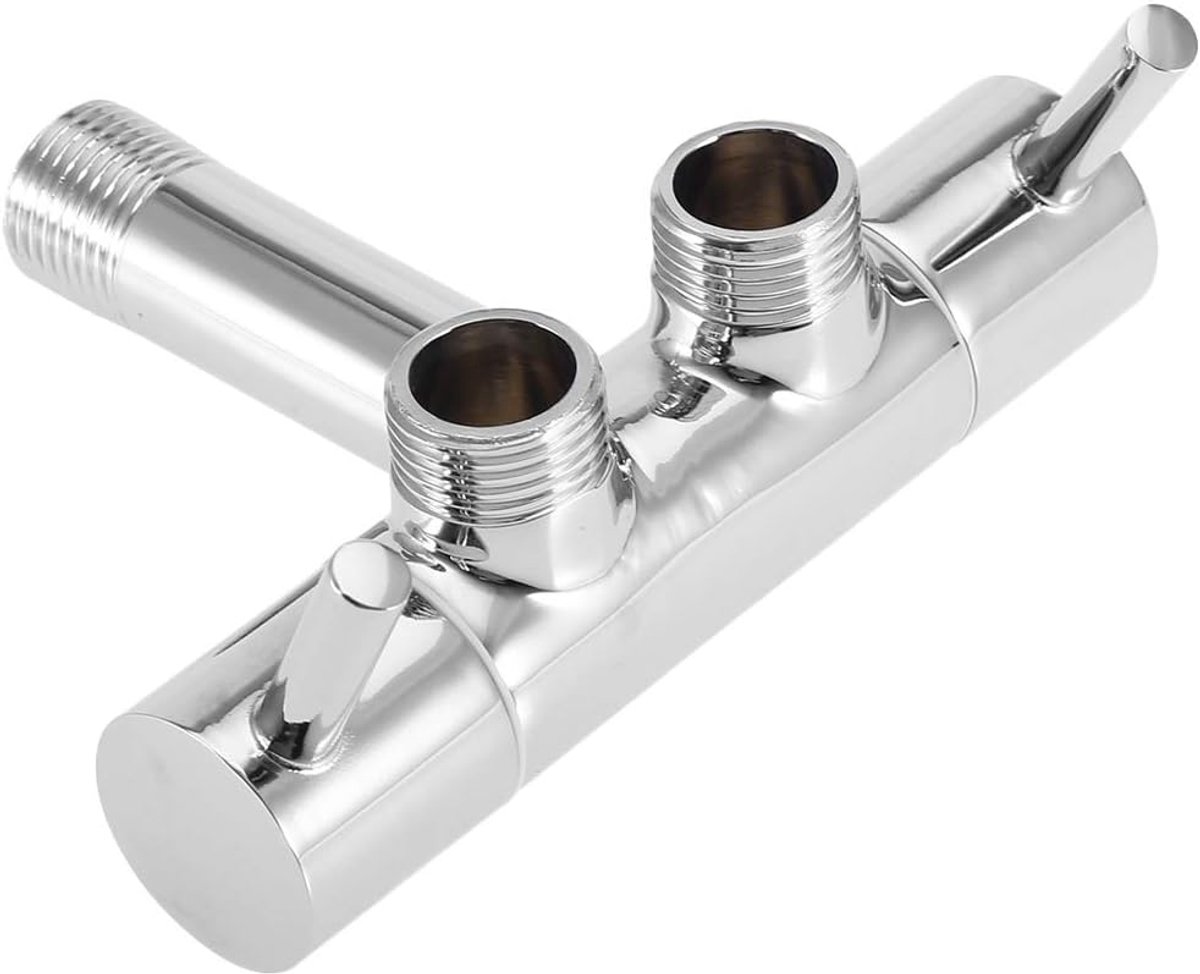 SnelShoppen - Dubbele Controleklep T-Klep Verdeler Stroom Chroom Controleklep Bidet Toilet Afvoerklep G1/2 inch Pijp Draad