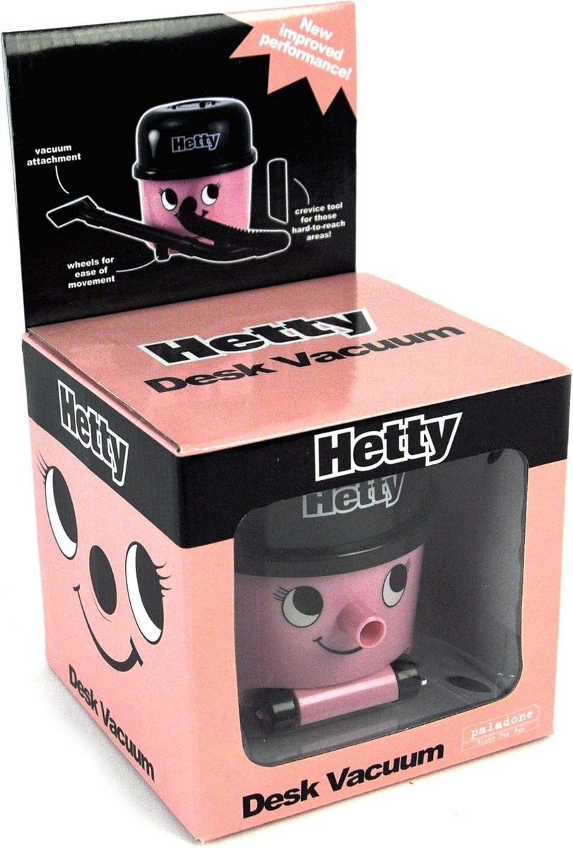 SnelShoppen - Hetty Hoover Bureau Stofzuiger - Officiële Mini Stofzuiger voor Computer en Toetsenbord, Lichtgewicht en Draagbaar, Roze Desk Accessoire