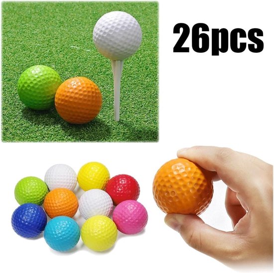 Set van 26 Trainingsgolfballen, Ideaal voor Oefeningen, Binnen- en Buitentraining, Zacht en Schokabsorberend Foam — afbeelding 2