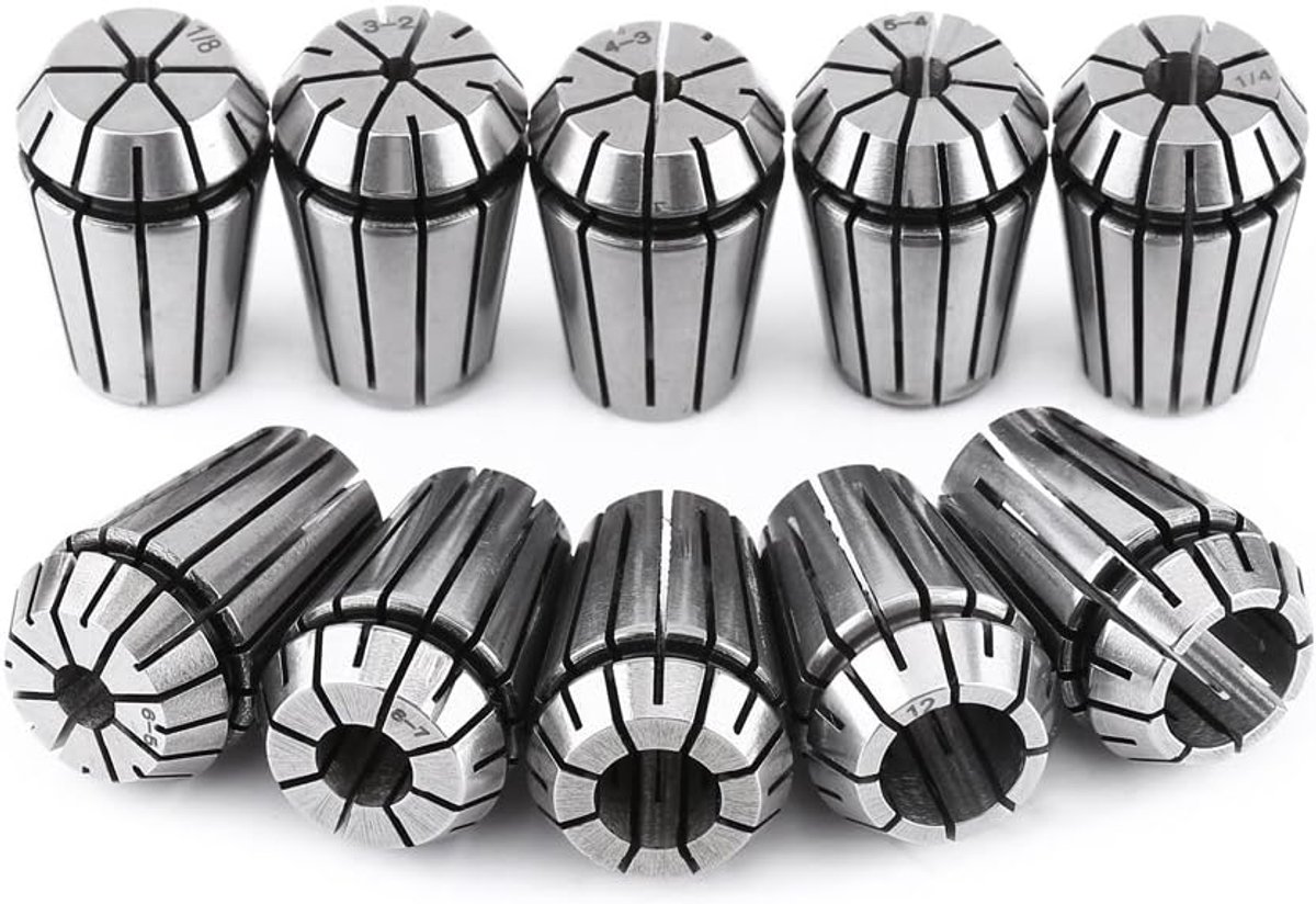 SnelShoppen - 10-delige ER2 Printemps Collet Set voor CNC Machines - 1/8" tot 10mm - Duurzame en Stabiliteit voor Graveren en Frezen