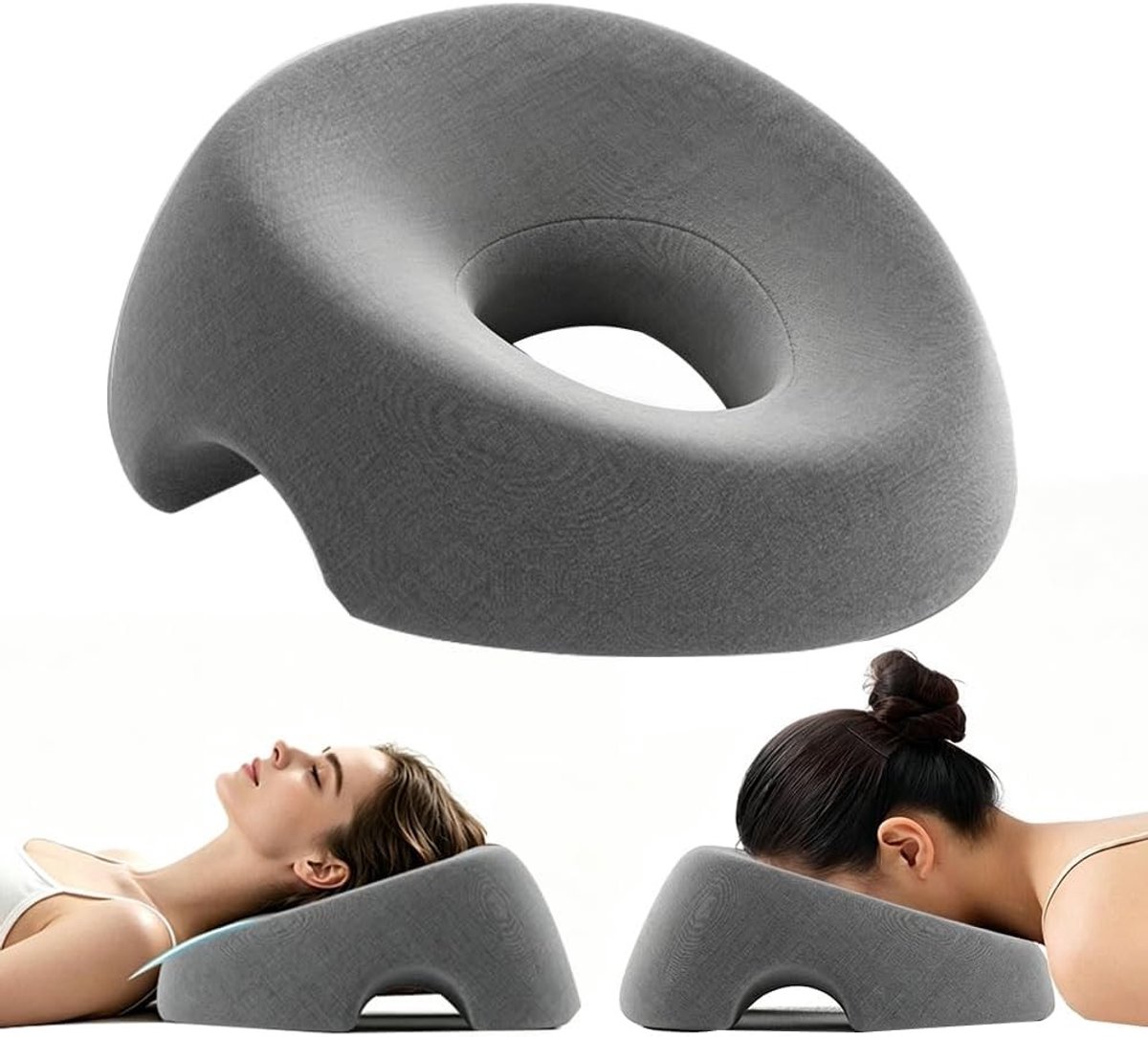 Ergonomisch Gezichtskussen voor Massage, U-vormig Ontspanningskussen van Geheugenfoam, Ideaal voor Spa en Salongebruik (Donkergrijs)