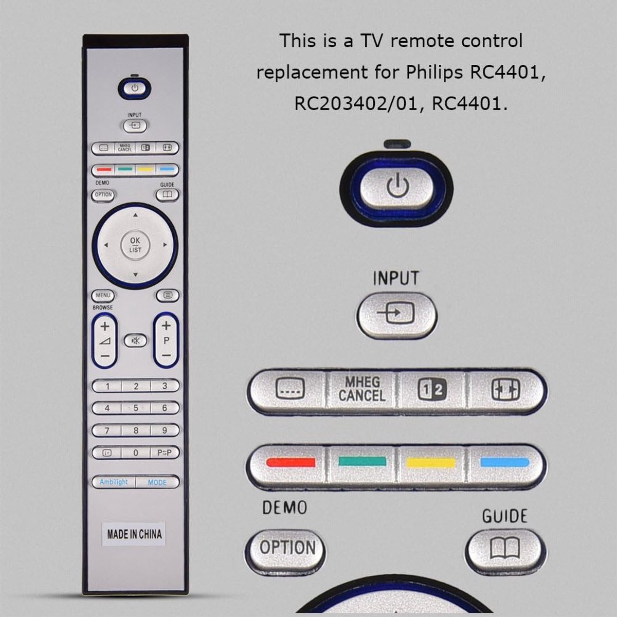 SnelShoppen - Universele TV Afstandsbediening Vervanging voor RC4401, RC4404, RC4420, RC4703, RC4725, RC4729 - Duurzaam ABS Materiaal - Tot 10 Meter B