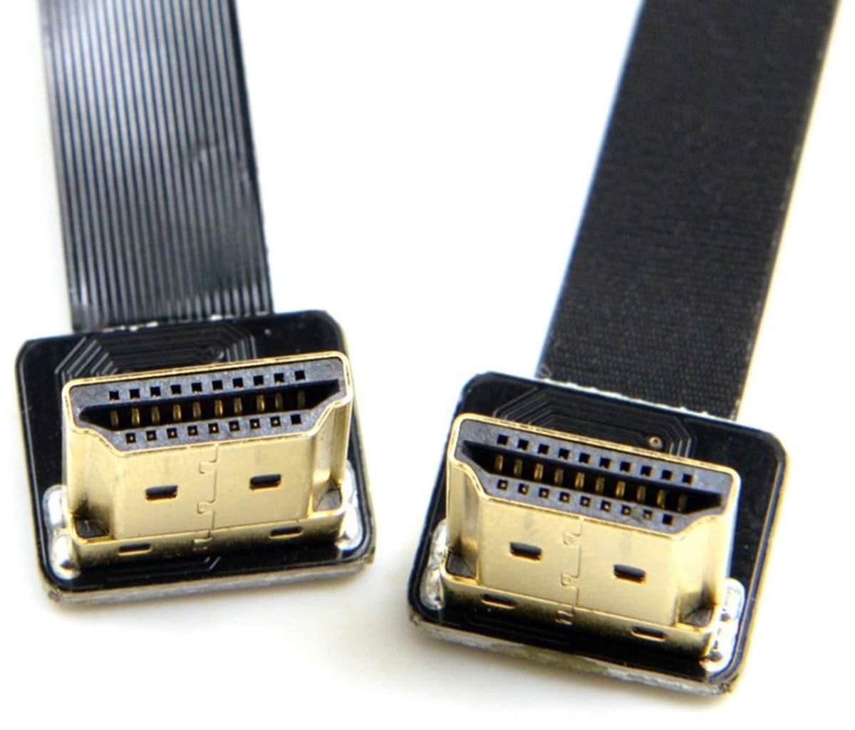 SnelShoppen - Dual 90 Graden HDMI Kabel Male naar Male 50cm voor Multicopter Aerial Photography - FPC Plat, Ideaal voor Gimbal Gebruik, HDTV