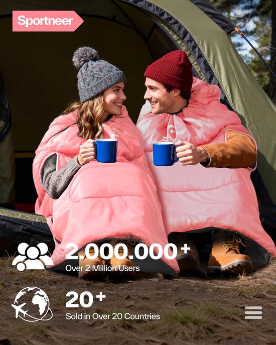 Kampeer slaapzak - Deksel slaapzak - Outdoor avonturen - Waterdicht en warm - 220 x 84 cm - Roze — afbeelding 5