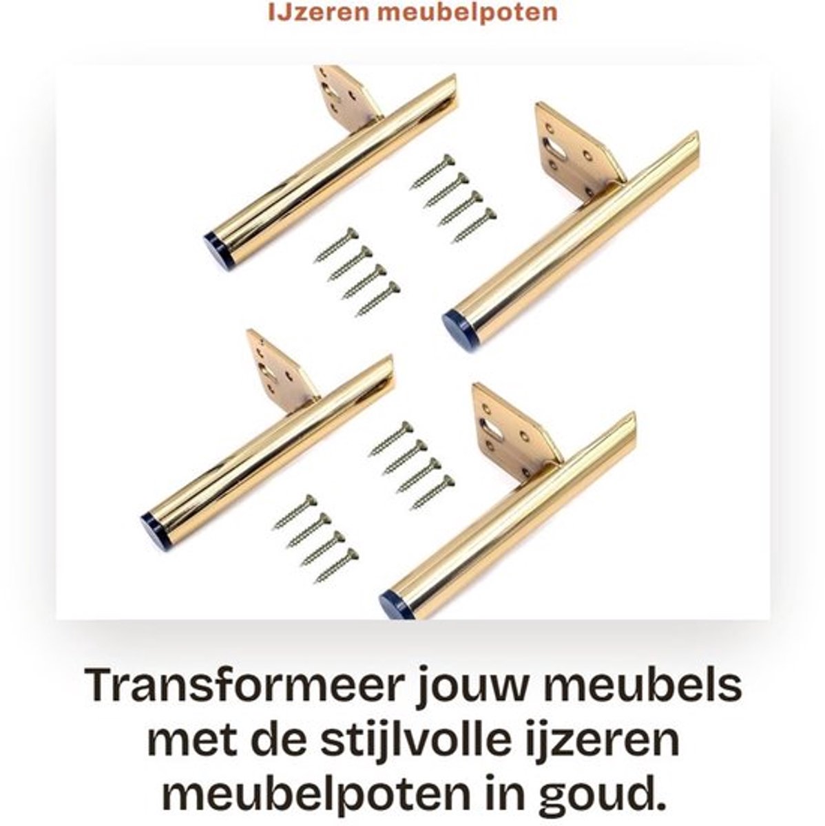 IJzeren meubelpoten - Metalen tafelpoten - Modern design - Goud - Meubelsteunpoten - Voor banken en salontafels