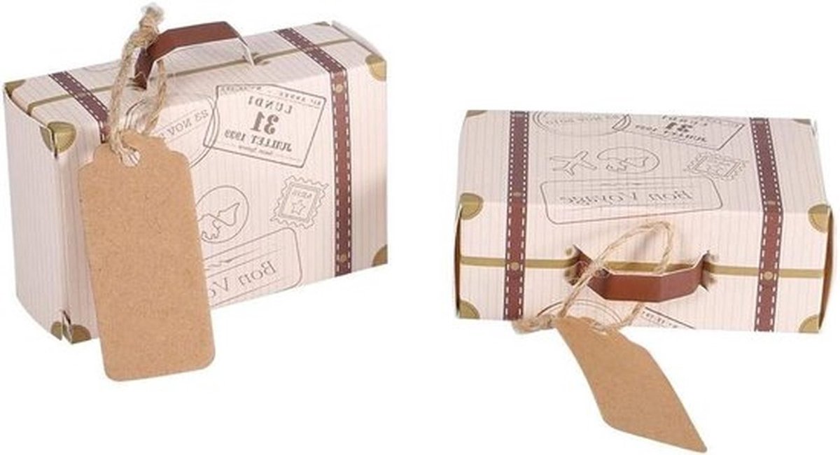 Elegante Mini Koffer Cadeaubox van Karton voor Trouwerij en Verjaardag - 50 Stuks, Perfect voor Snoep en Geschenken