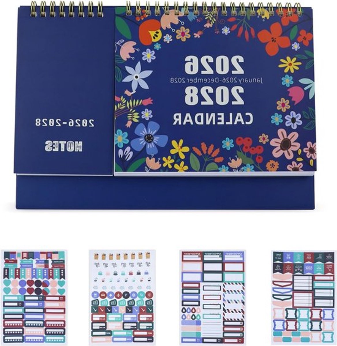 Familiekalender 2026-2028 met Notities en Stickers, Maandplanner voor Gezinnen, Perfect Cadeau voor Kerst en Nieuwjaar