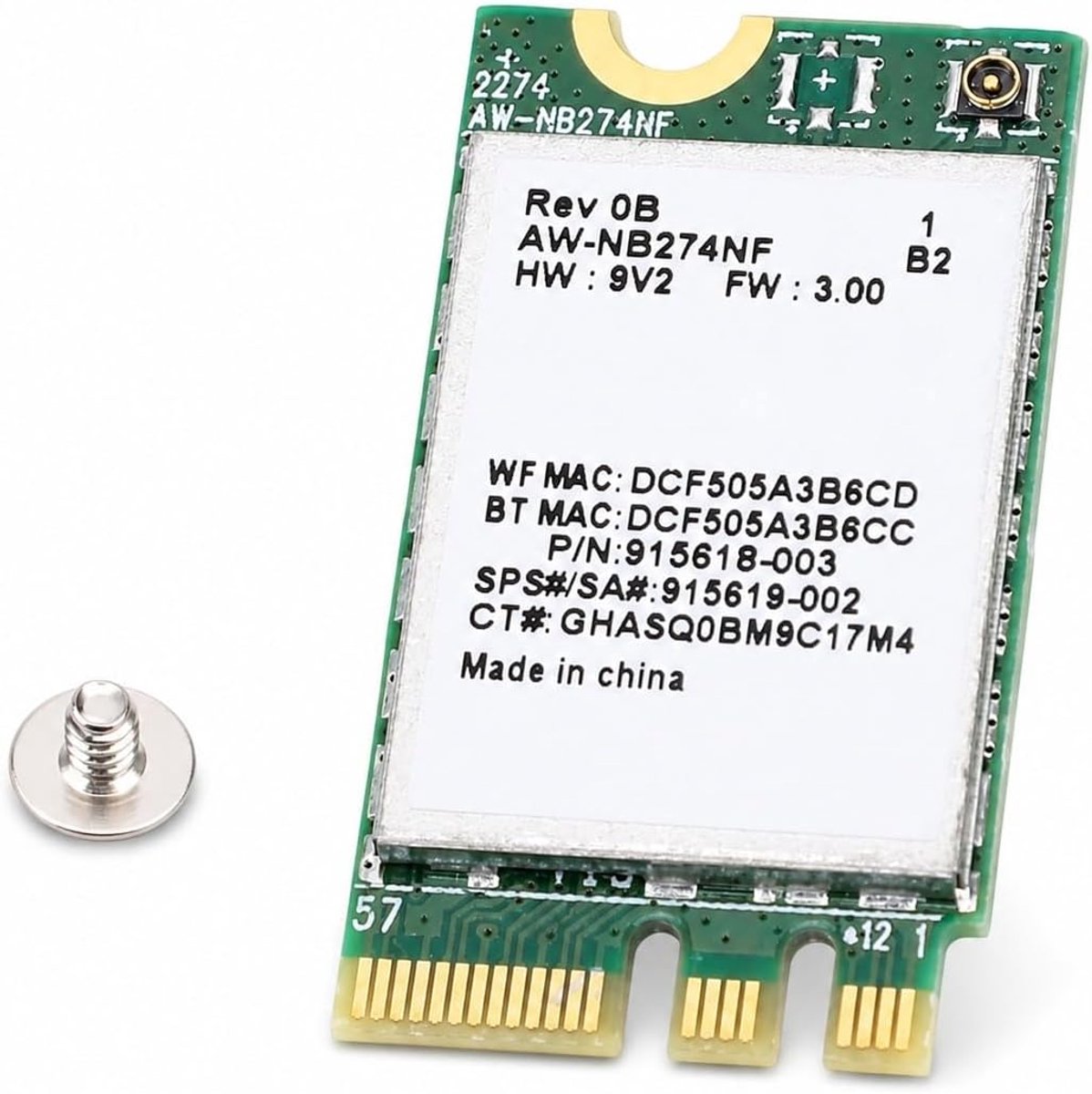 SnelShoppen - AW NB274NF Draadloze Wifi Laptop Module Ngff M.2 met Bluetooth 4.0, 300Mbps Wifi Chip Adapter, Ondersteunt Windows 7 8 10, Plug and Play